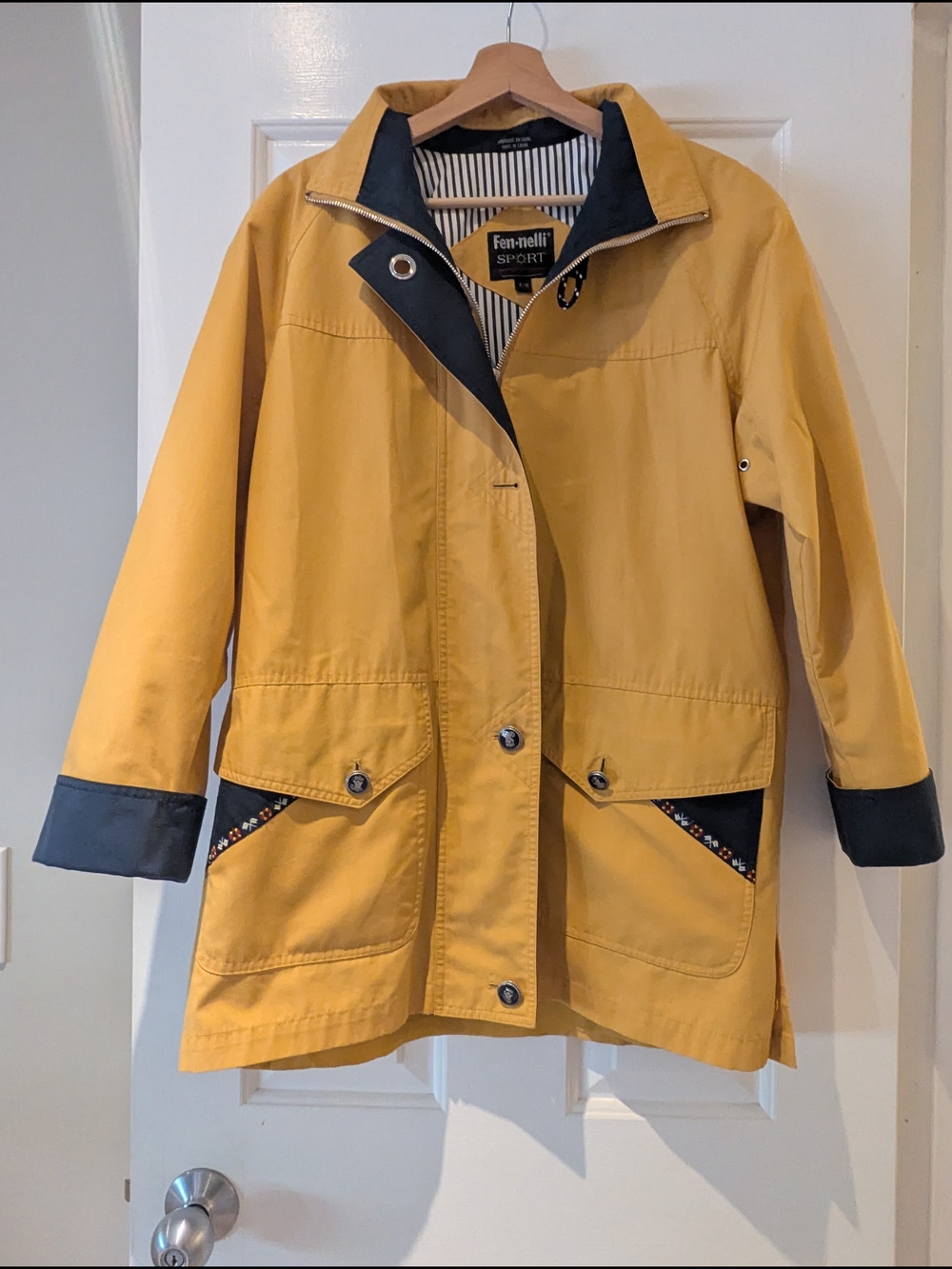 Vintage 90s Yellow Rain Jacket Fennelli Sport Coastal Gorpcore Fisherman M/L/XL